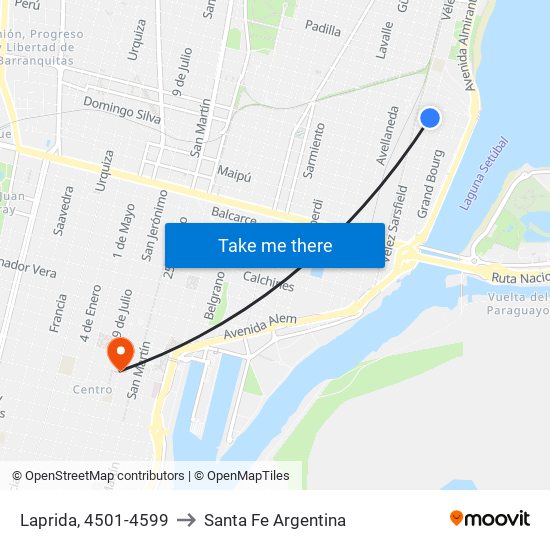Laprida, 4501-4599 to Santa Fe Argentina map