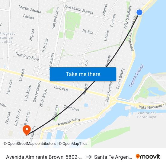 Avenida Almirante Brown, 5802-5900 to Santa Fe Argentina map