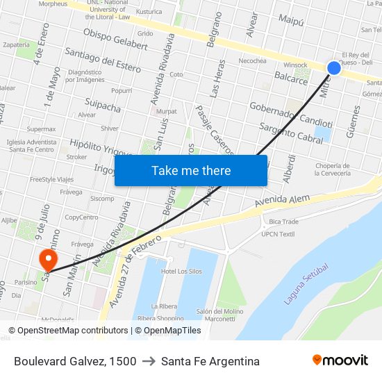 Boulevard Galvez, 1500 to Santa Fe Argentina map