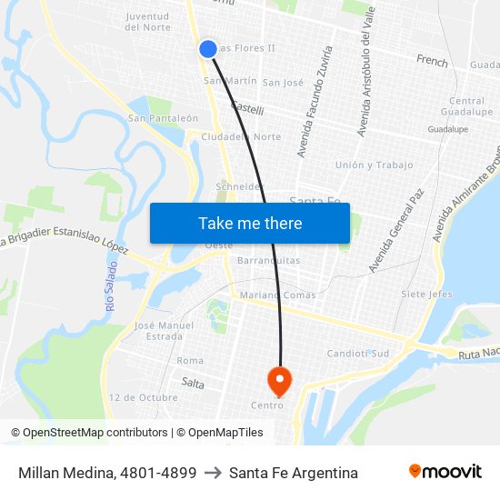 Millan Medina, 4801-4899 to Santa Fe Argentina map