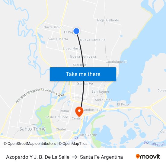Azopardo Y J. B. De La Salle to Santa Fe Argentina map