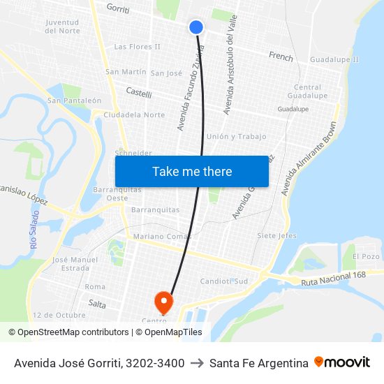 Avenida José Gorriti, 3202-3400 to Santa Fe Argentina map