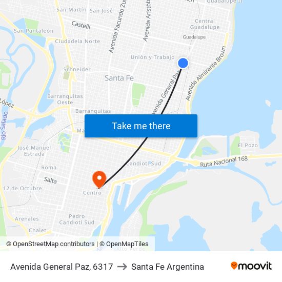 Avenida General Paz, 6317 to Santa Fe Argentina map