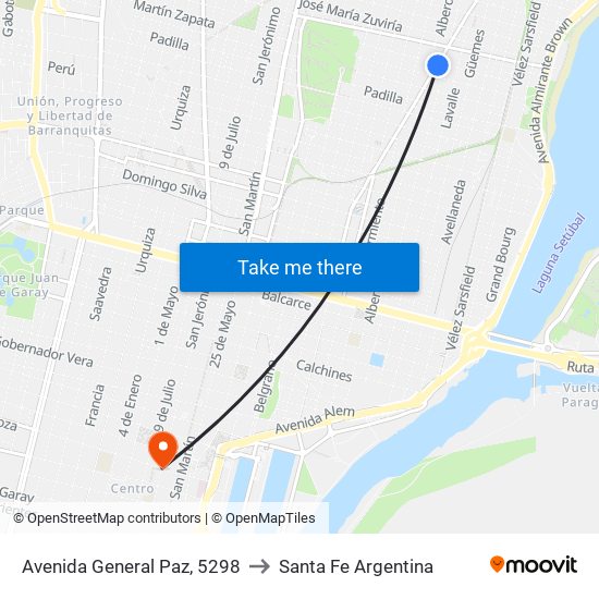 Avenida General Paz, 5298 to Santa Fe Argentina map