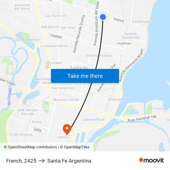 French, 2425 to Santa Fe Argentina map