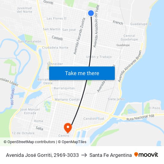 Avenida José Gorriti, 2969-3033 to Santa Fe Argentina map