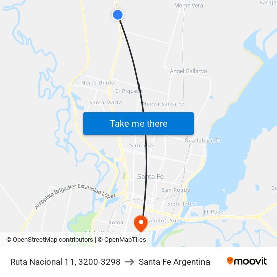 Ruta Nacional 11, 3200-3298 to Santa Fe Argentina map