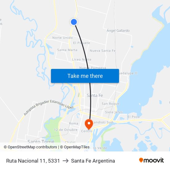 Ruta Nacional 11, 5331 to Santa Fe Argentina map