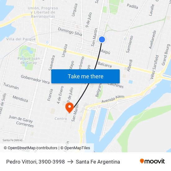 Pedro Vittori, 3900-3998 to Santa Fe Argentina map