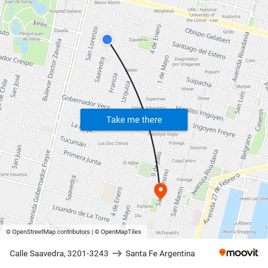 Calle Saavedra, 3201-3243 to Santa Fe Argentina map