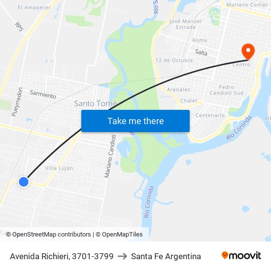Avenida Richieri, 3701-3799 to Santa Fe Argentina map