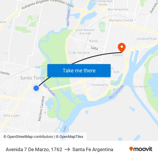 Avenida 7 De Marzo, 1762 to Santa Fe Argentina map