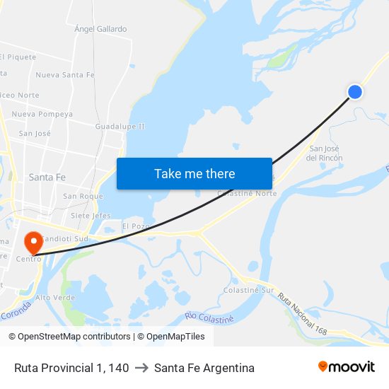 Ruta Provincial 1, 140 to Santa Fe Argentina map