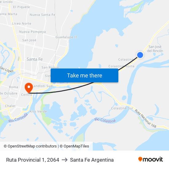 Ruta Provincial 1, 2064 to Santa Fe Argentina map