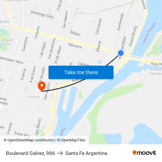 Boulevard Galvez, 986 to Santa Fe Argentina map