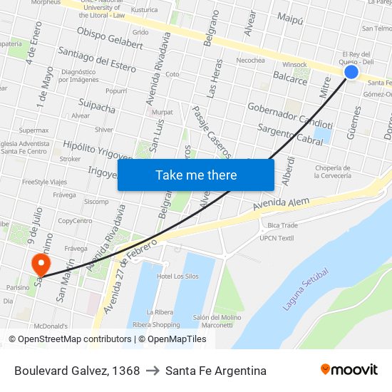 Boulevard Galvez, 1368 to Santa Fe Argentina map