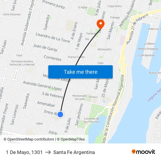 1 De Mayo, 1301 to Santa Fe Argentina map