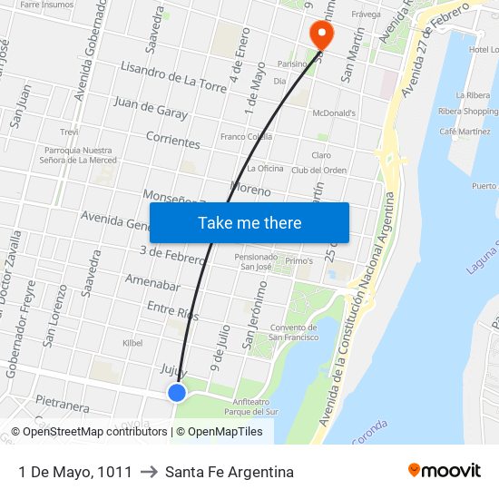 1 De Mayo, 1011 to Santa Fe Argentina map