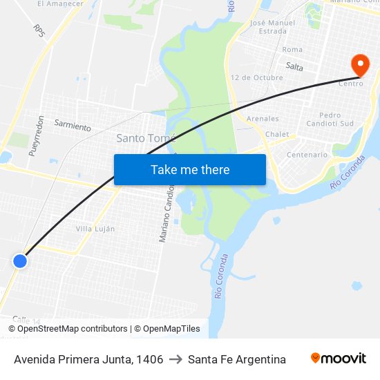 Avenida Primera Junta, 1406 to Santa Fe Argentina map