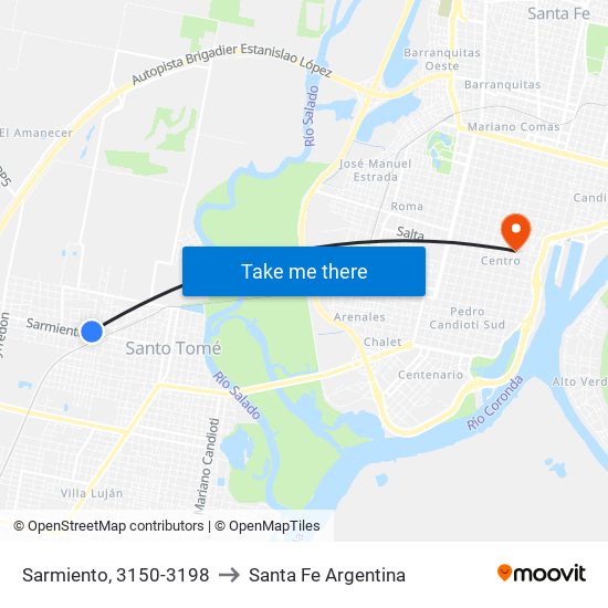 Sarmiento, 3150-3198 to Santa Fe Argentina map