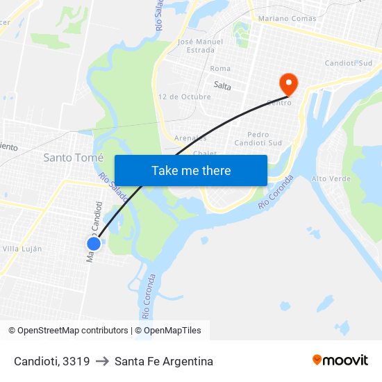Candioti, 3319 to Santa Fe Argentina map