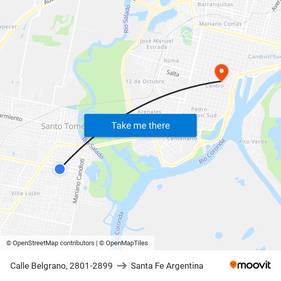 Calle Belgrano, 2801-2899 to Santa Fe Argentina map