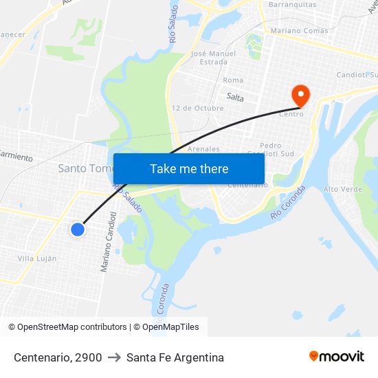 Centenario, 2900 to Santa Fe Argentina map