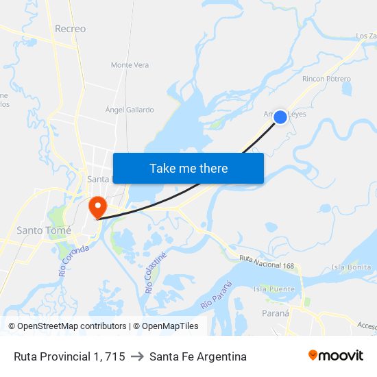 Ruta Provincial 1, 715 to Santa Fe Argentina map