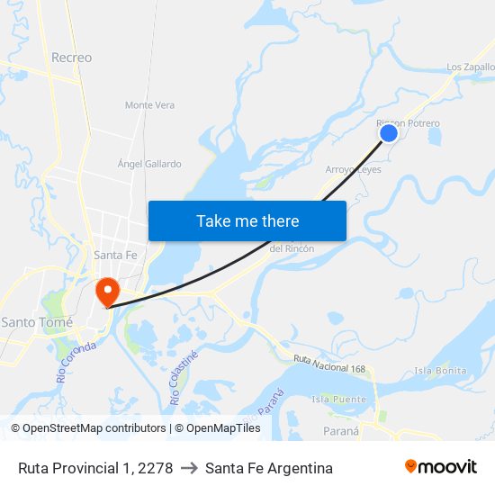 Ruta Provincial 1, 2278 to Santa Fe Argentina map