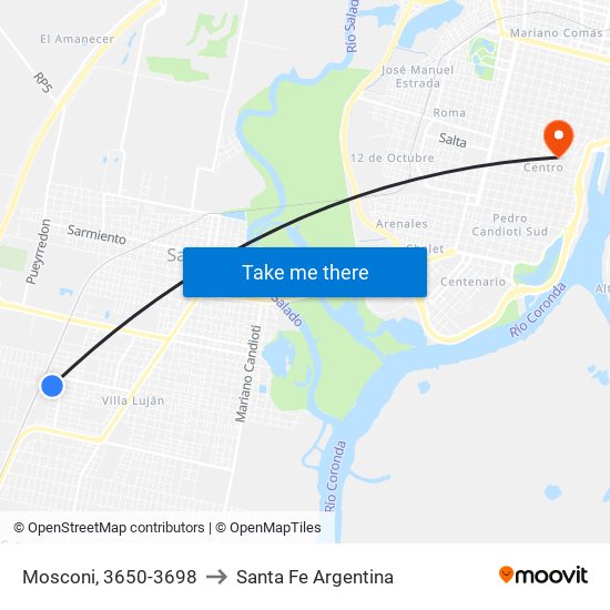 Mosconi, 3650-3698 to Santa Fe Argentina map