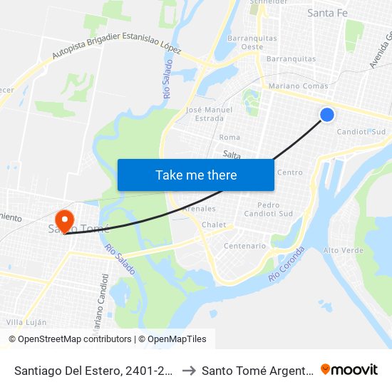 Santiago Del Estero, 2401-2435 to Santo Tomé Argentina map