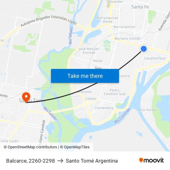 Balcarce, 2260-2298 to Santo Tomé Argentina map