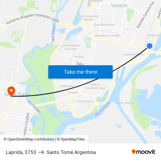 Laprida, 3753 to Santo Tomé Argentina map