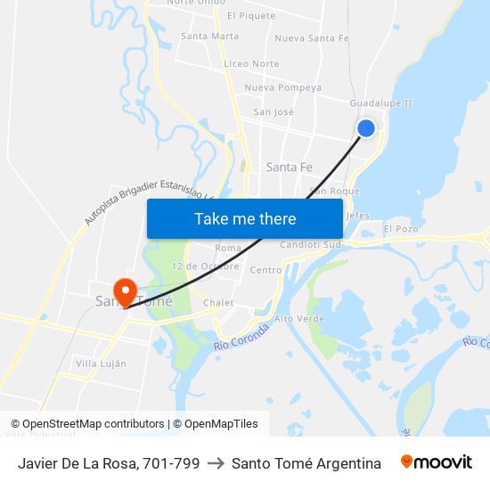 Javier De La Rosa, 701-799 to Santo Tomé Argentina map