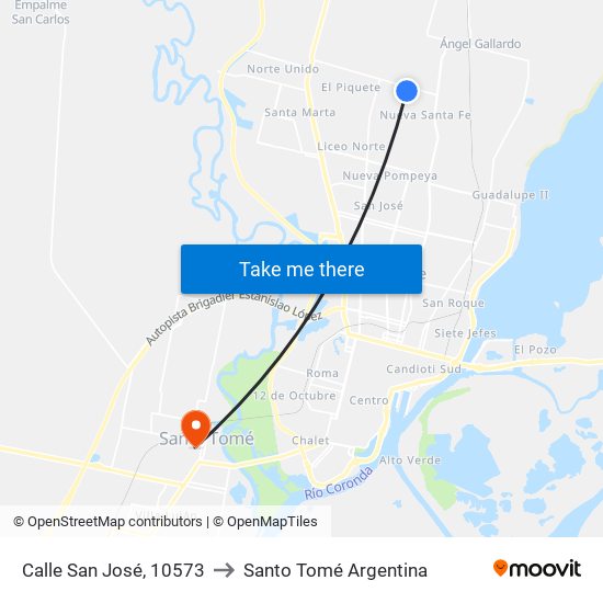 Calle San José, 10573 to Santo Tomé Argentina map