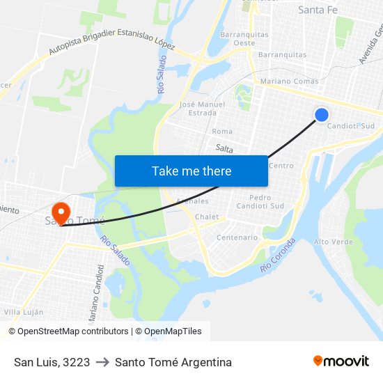 San Luis, 3223 to Santo Tomé Argentina map