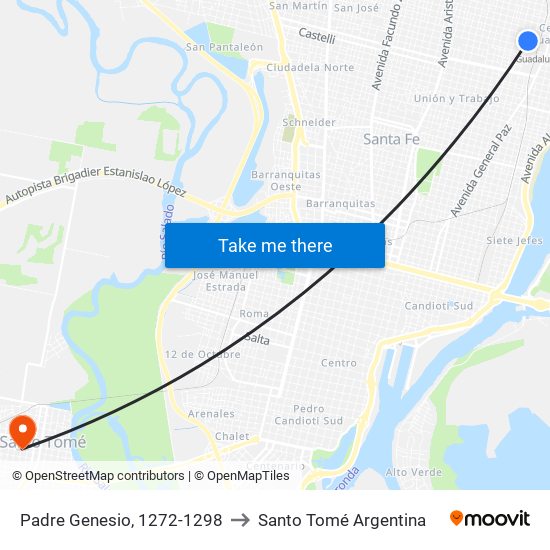 Padre Genesio, 1272-1298 to Santo Tomé Argentina map