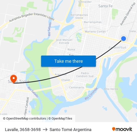 Lavalle, 3658-3698 to Santo Tomé Argentina map
