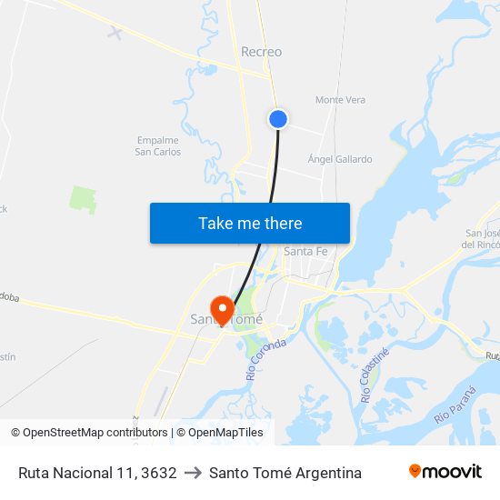 Ruta Nacional 11, 3632 to Santo Tomé Argentina map