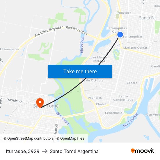 Iturraspe, 3929 to Santo Tomé Argentina map
