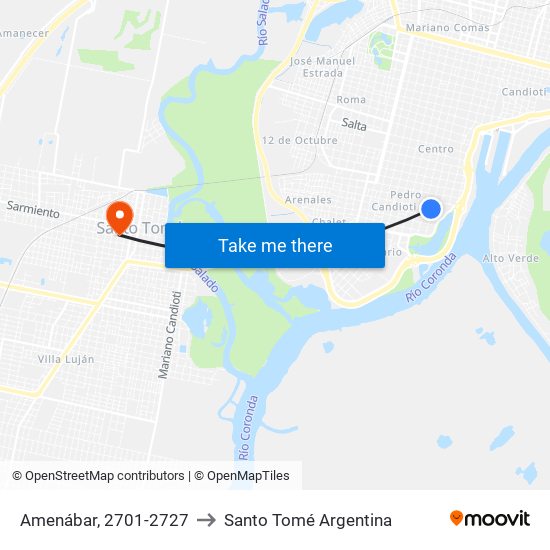 Amenábar, 2701-2727 to Santo Tomé Argentina map