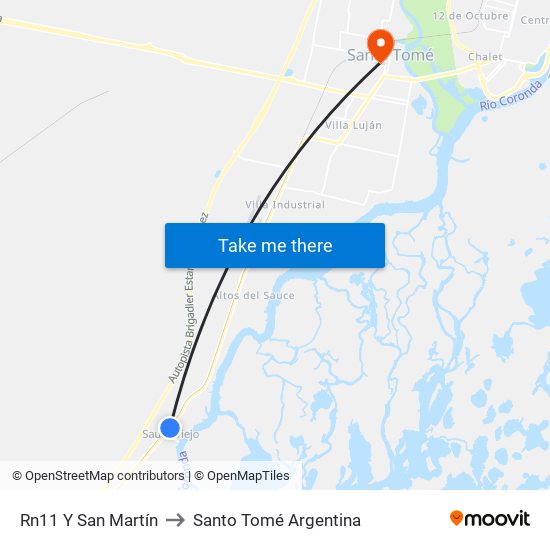 Rn11 Y San Martín to Santo Tomé Argentina map