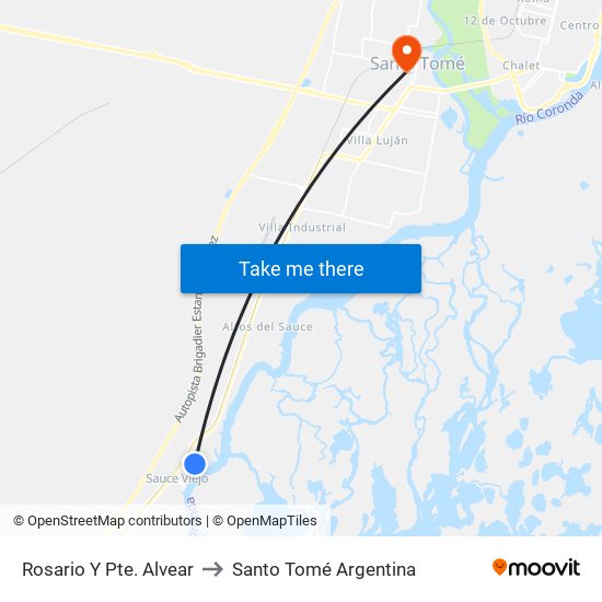 Rosario Y Pte. Alvear to Santo Tomé Argentina map