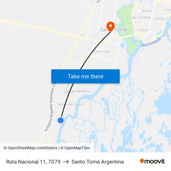 Ruta Nacional 11, 7079 to Santo Tomé Argentina map