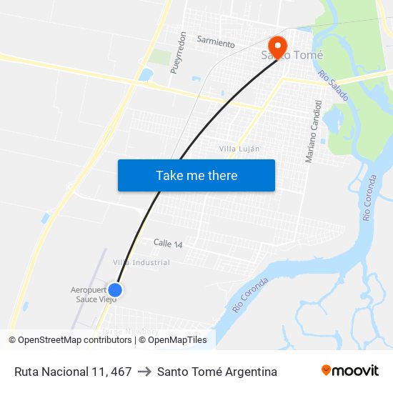 Ruta Nacional 11, 467 to Santo Tomé Argentina map