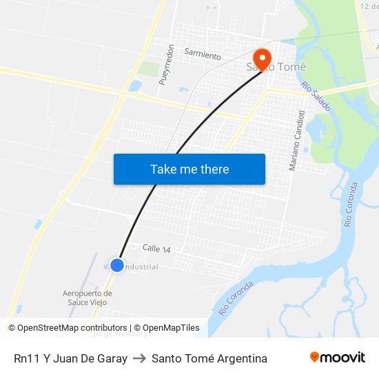 Rn11 Y Juan De Garay to Santo Tomé Argentina map