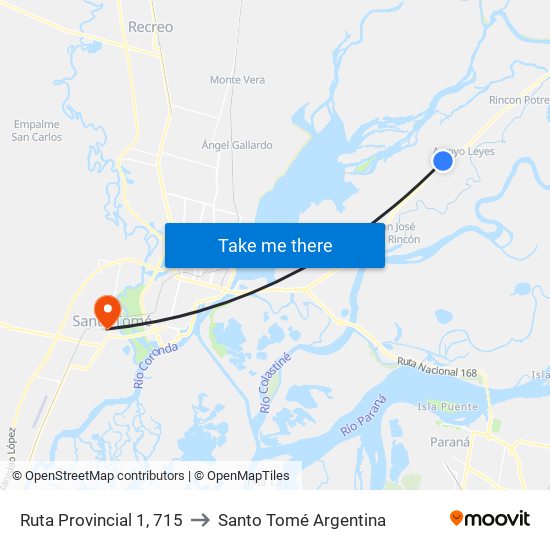 Ruta Provincial 1, 715 to Santo Tomé Argentina map