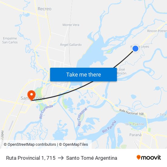 Ruta Provincial 1, 715 to Santo Tomé Argentina map