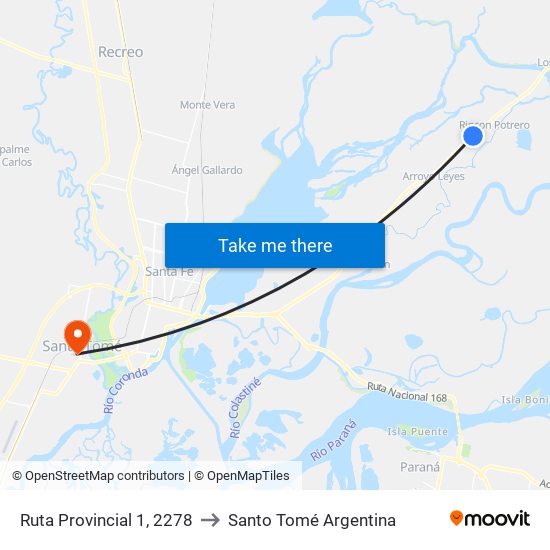 Ruta Provincial 1, 2278 to Santo Tomé Argentina map