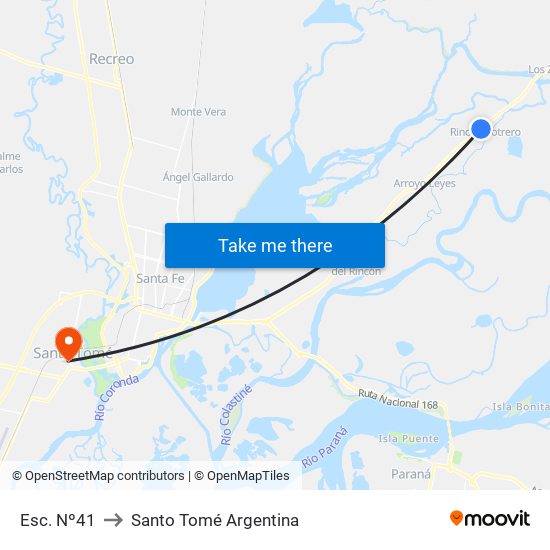 Esc. Nº41 to Santo Tomé Argentina map